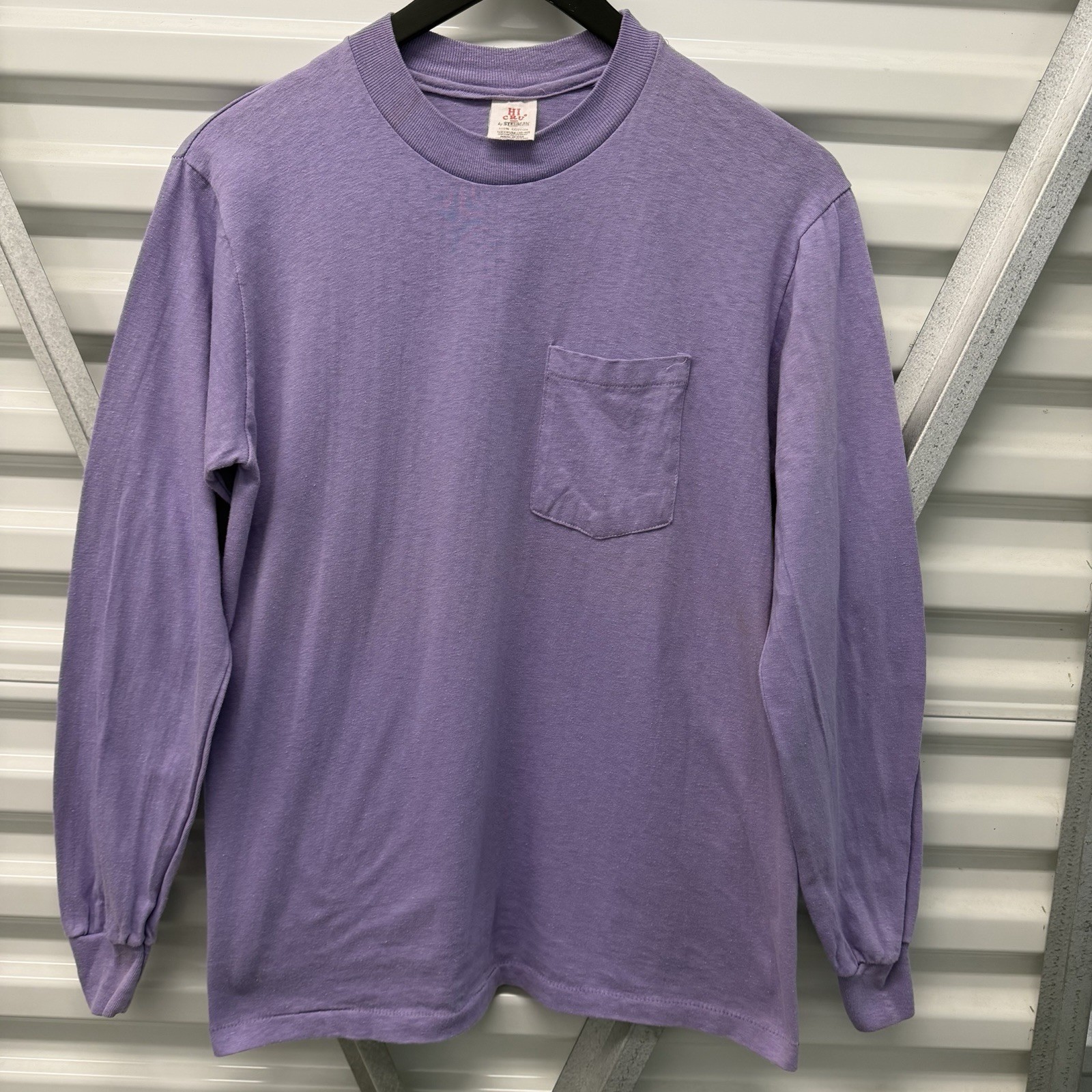 Vintage Stedman Hi Cru Blank Lavender Long Sleeve Pocket T-shirt Men’s M 1980s Vintage Stedman Hi Cru Blank Lavender Long Sleeve Pocket T-shirt Men’s M 1980s