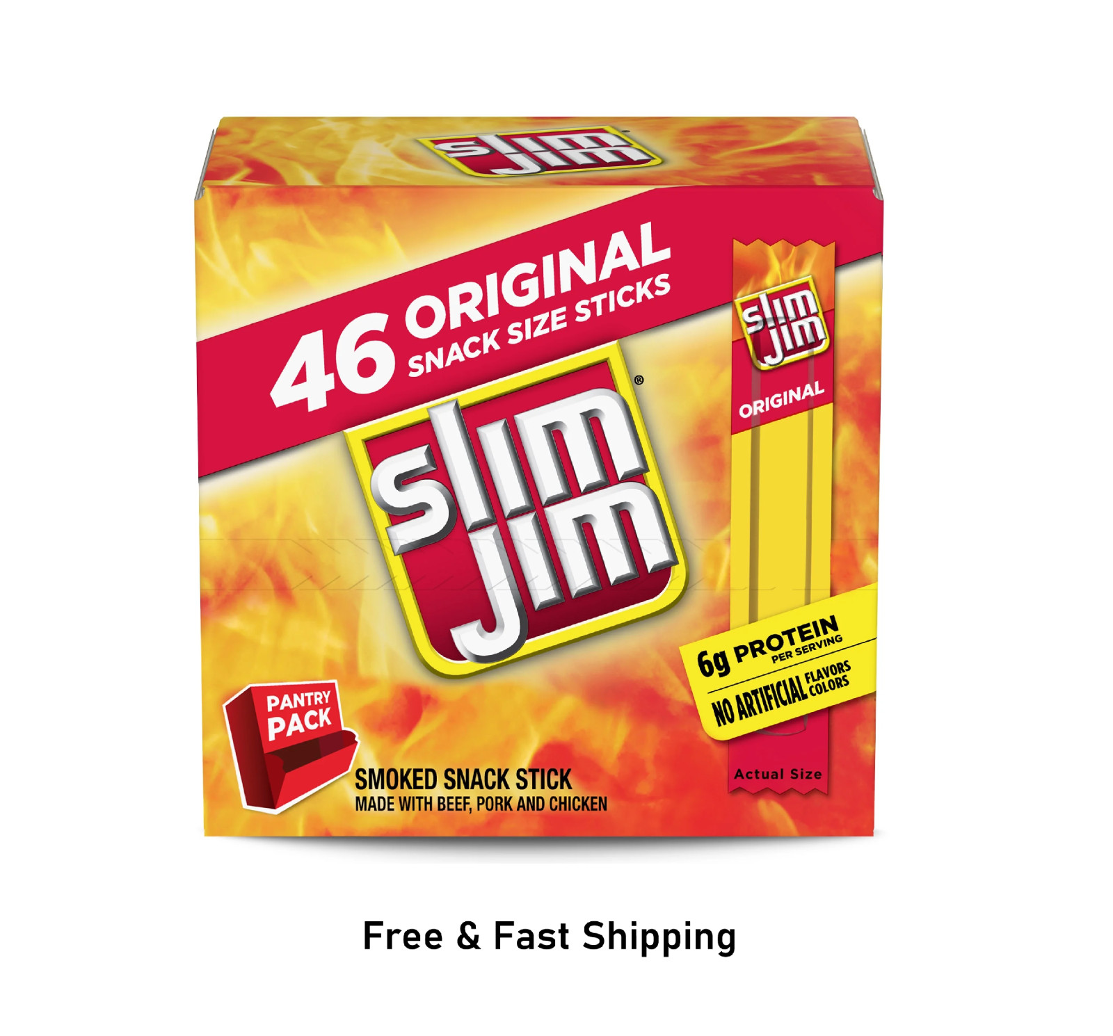 Slim Jim Smoked Snack Sticks with Beef, Pork & Chicken - Pack of 46 Slim Jim Smoked Snack Sticks with Beef, Pork & Chicken - Pack of 46