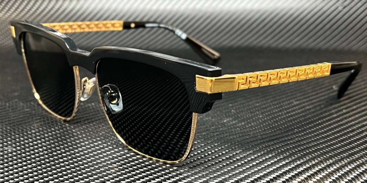 VERSACE VE4447 GB1 87 Black Dark Grey Men\'s 55 mm Sunglasses