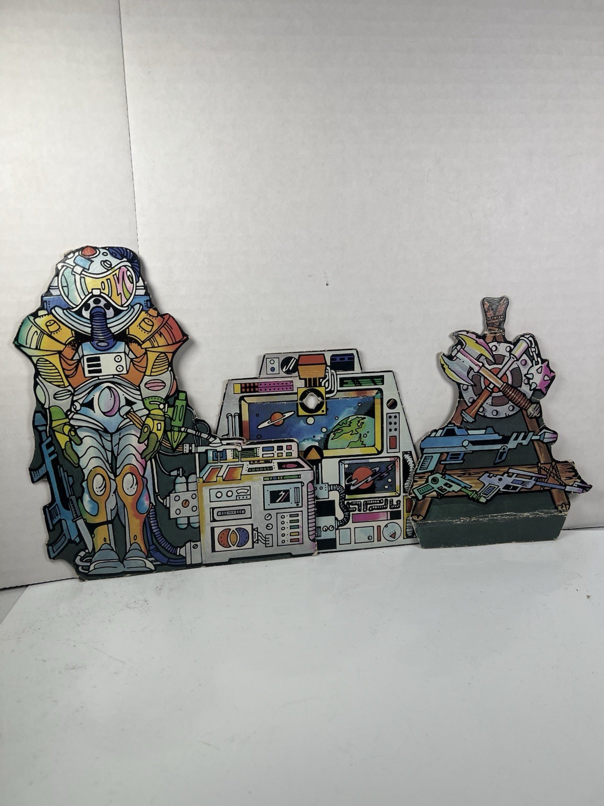 Vintage 1981 MOTU He Man Castle Grayskull Robot Console & Rack Cardboard Cutouts