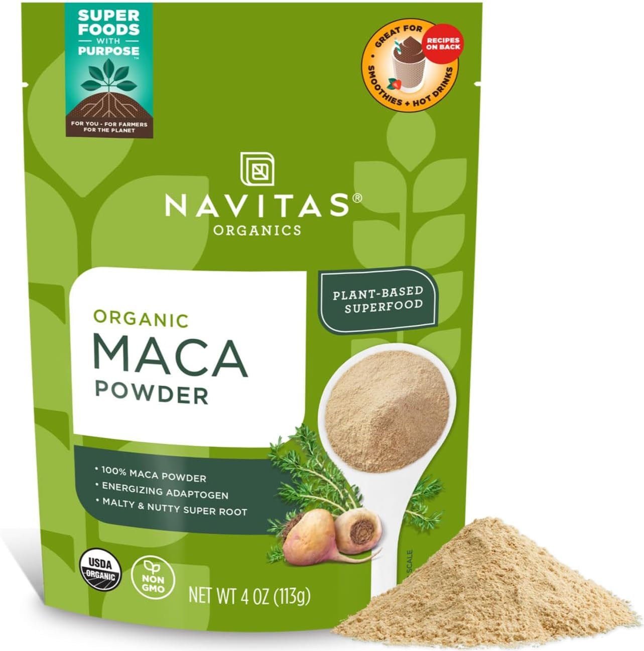 Navitas Organics Maca Powder – 100% Gelatinized Peruvian Maca for Adaptogen Smoo