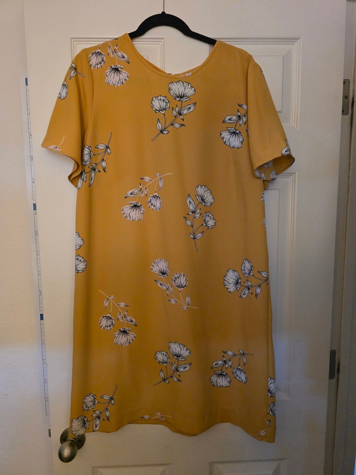 EUC Ann Taylor Factory Yellow Floral Print Dress Size 14 EUC Ann Taylor Factory Yellow Floral Print Dress Size 14