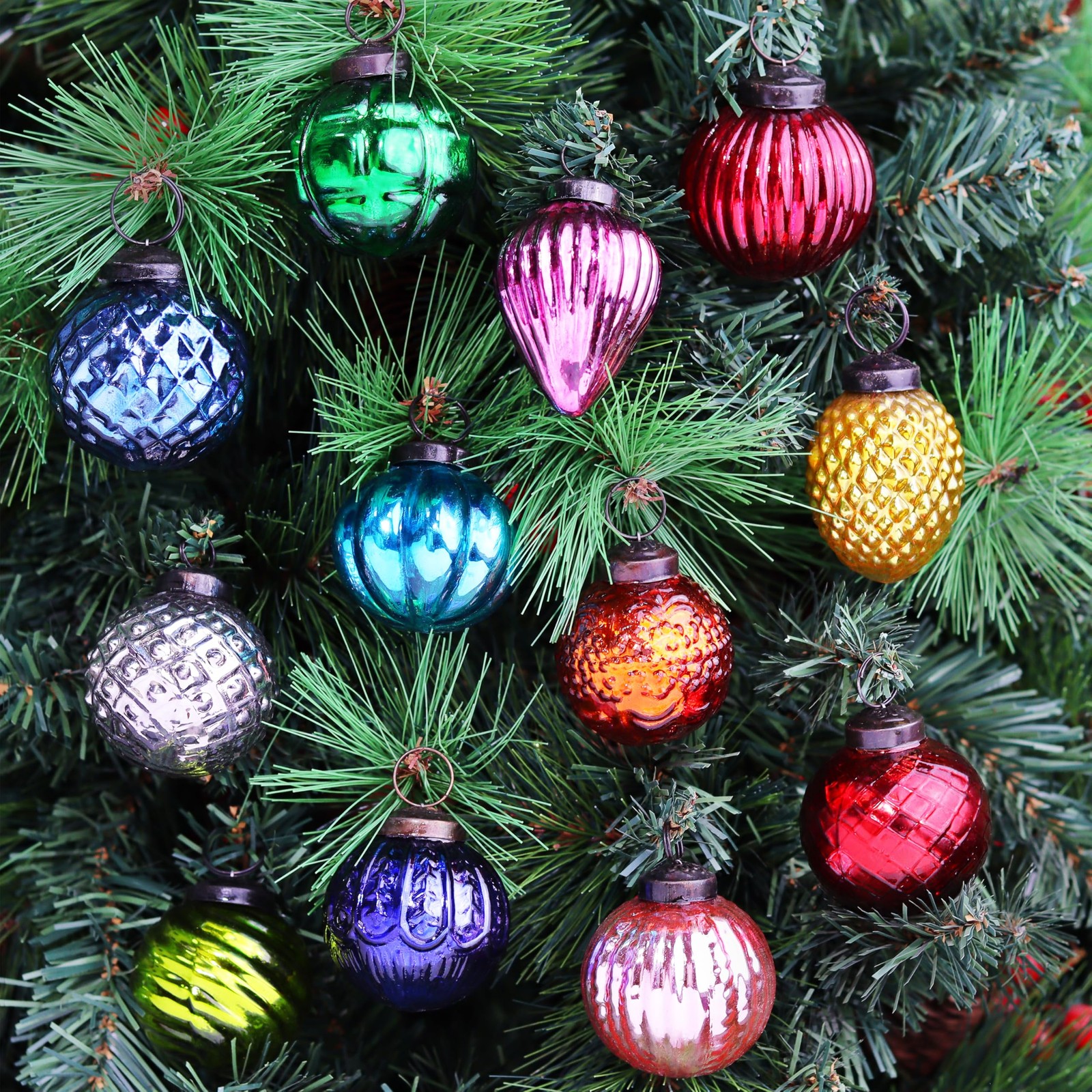 IndianShelf 12 Vintage Christmas Ornaments Multi Glass Christmas Balls Unique La IndianShelf 12 Vintage Christmas Ornaments Multi Glass Christmas Balls Unique La