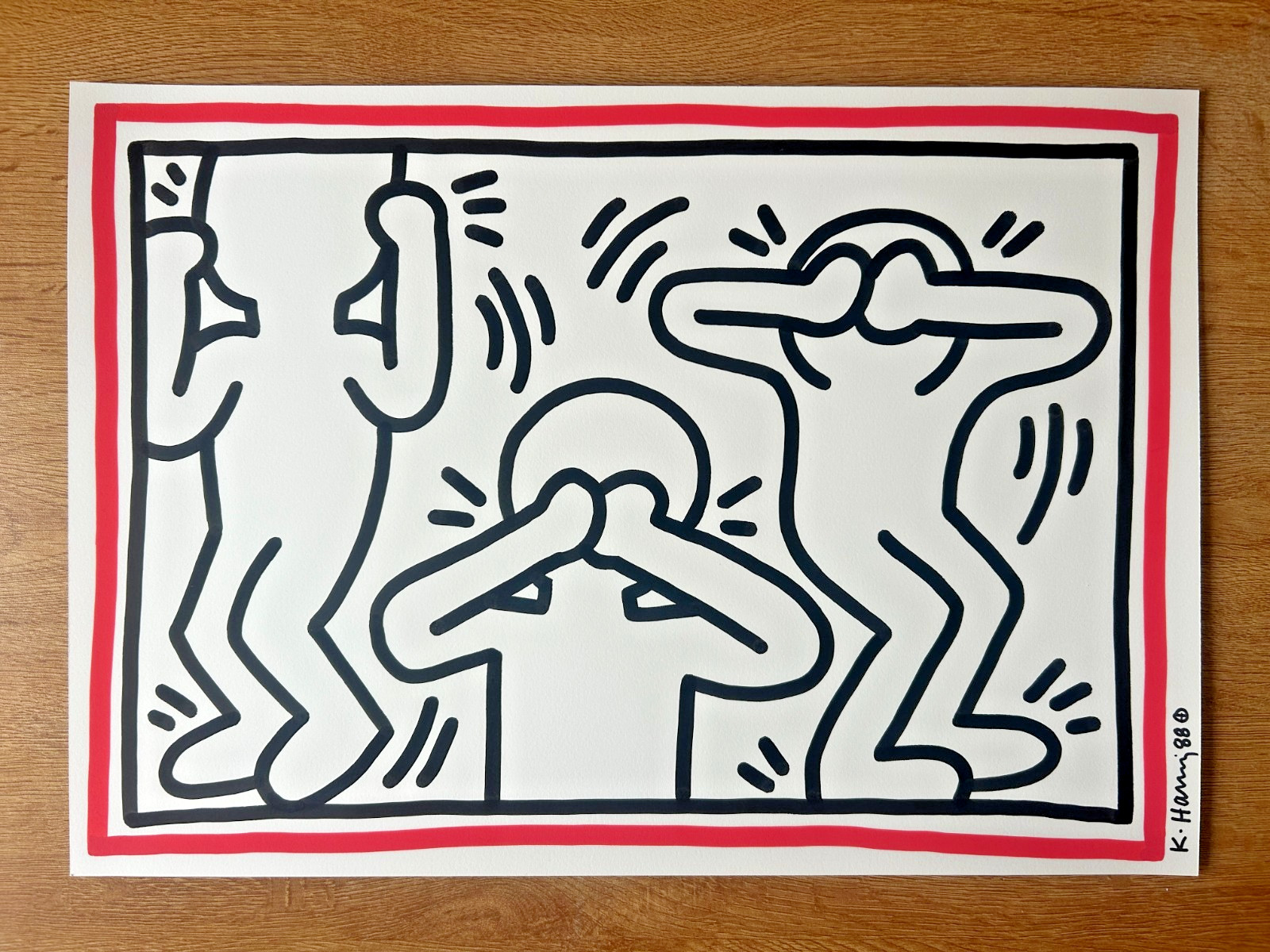 Keith Haring original drawing Foundation Seals 1988