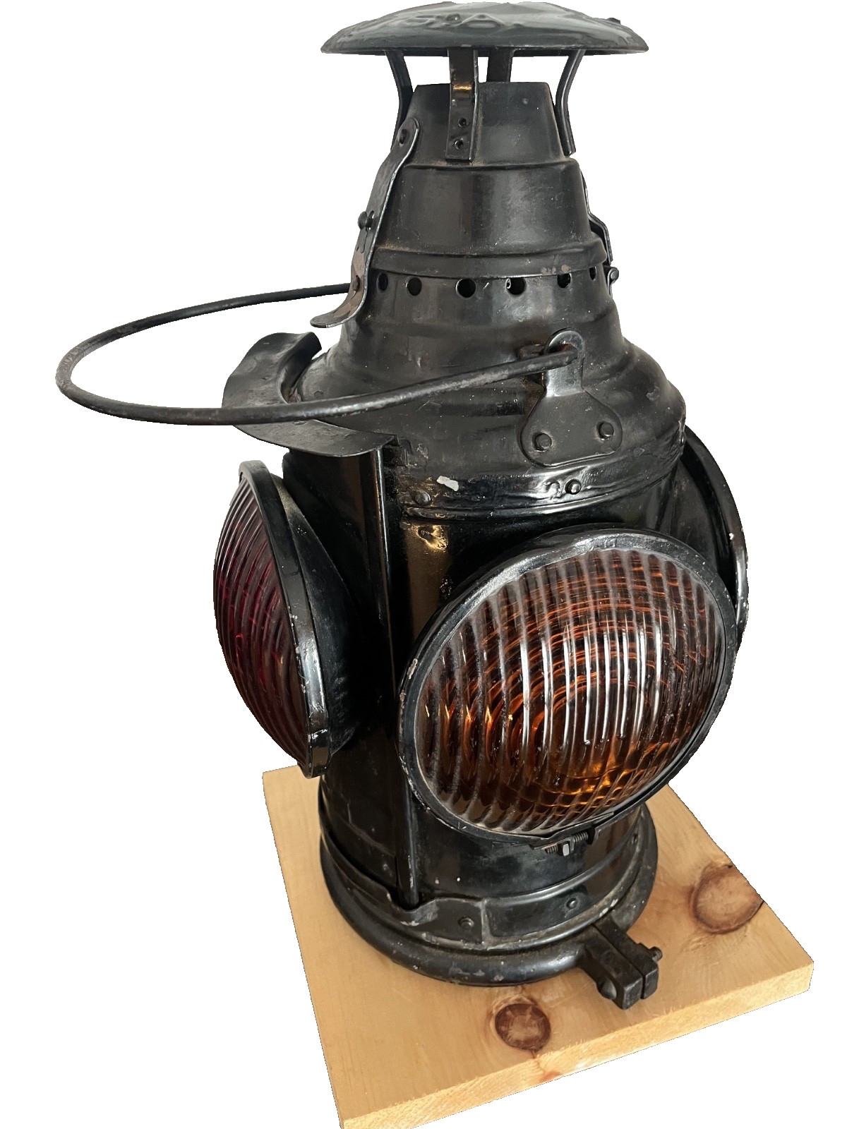 Dressel Arlington Railroad 4-Way Switch Lantern Signal Lamp Red Blue Antique