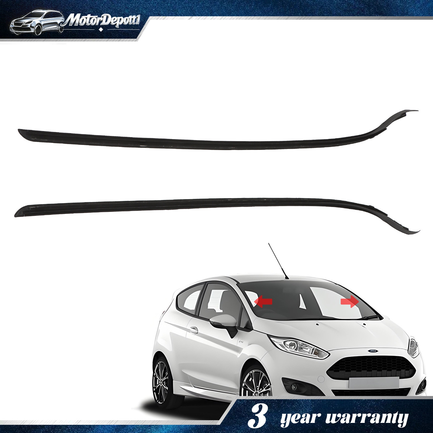 For Ford Fiesta 2011-2019 2Pcs Windshield A-Pillar Trim Moulding Pair