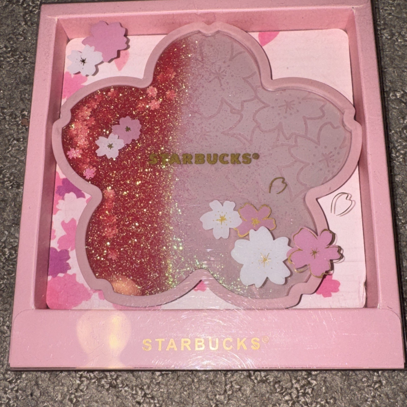 HOT Starbucks Sakura Glitter Coaster Shiny Pink Cherry Blossom Shape Limited