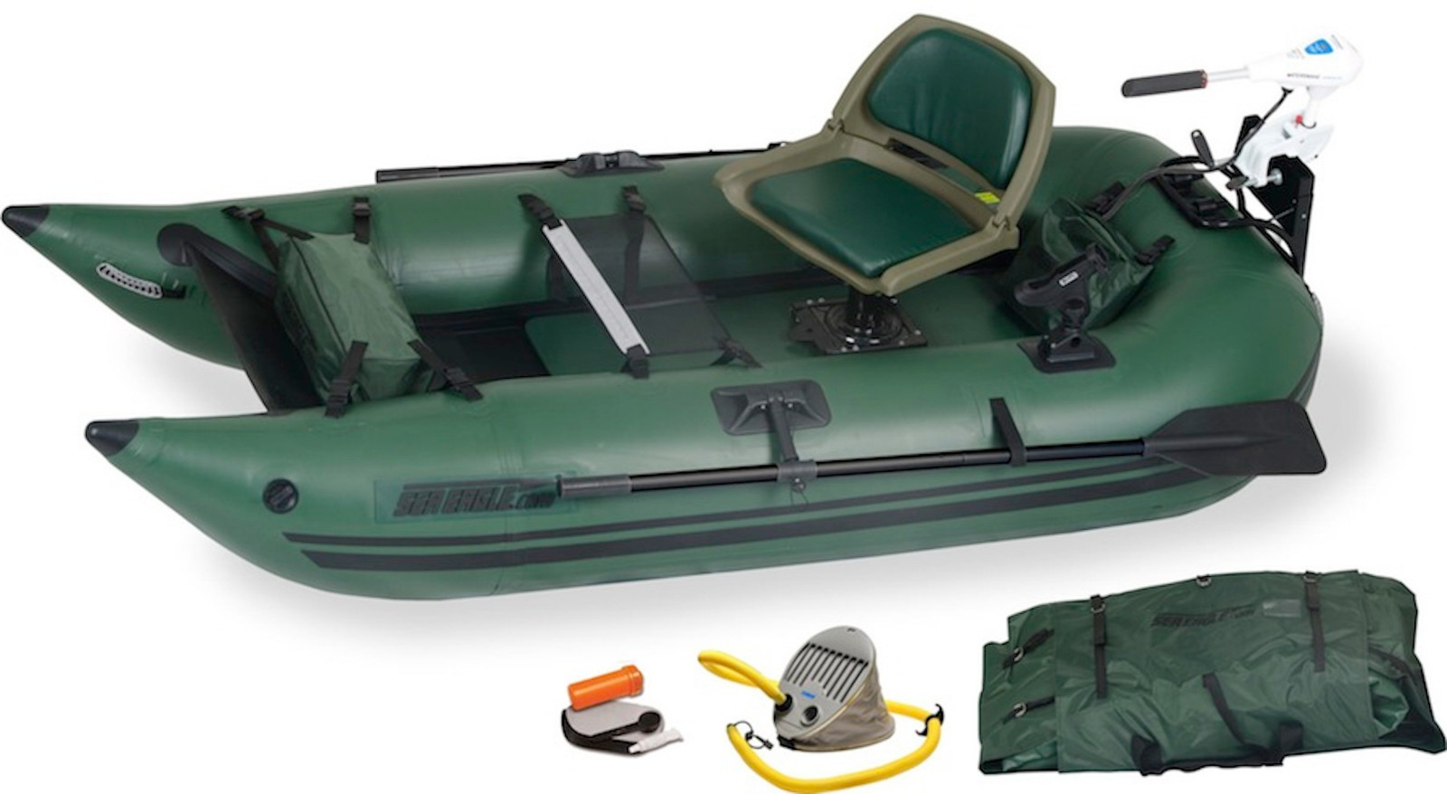 Sea Eagle 285 FPB Watersnake Motor Pkg Inflatable 9 Ft Frameless Pontoon Boat 