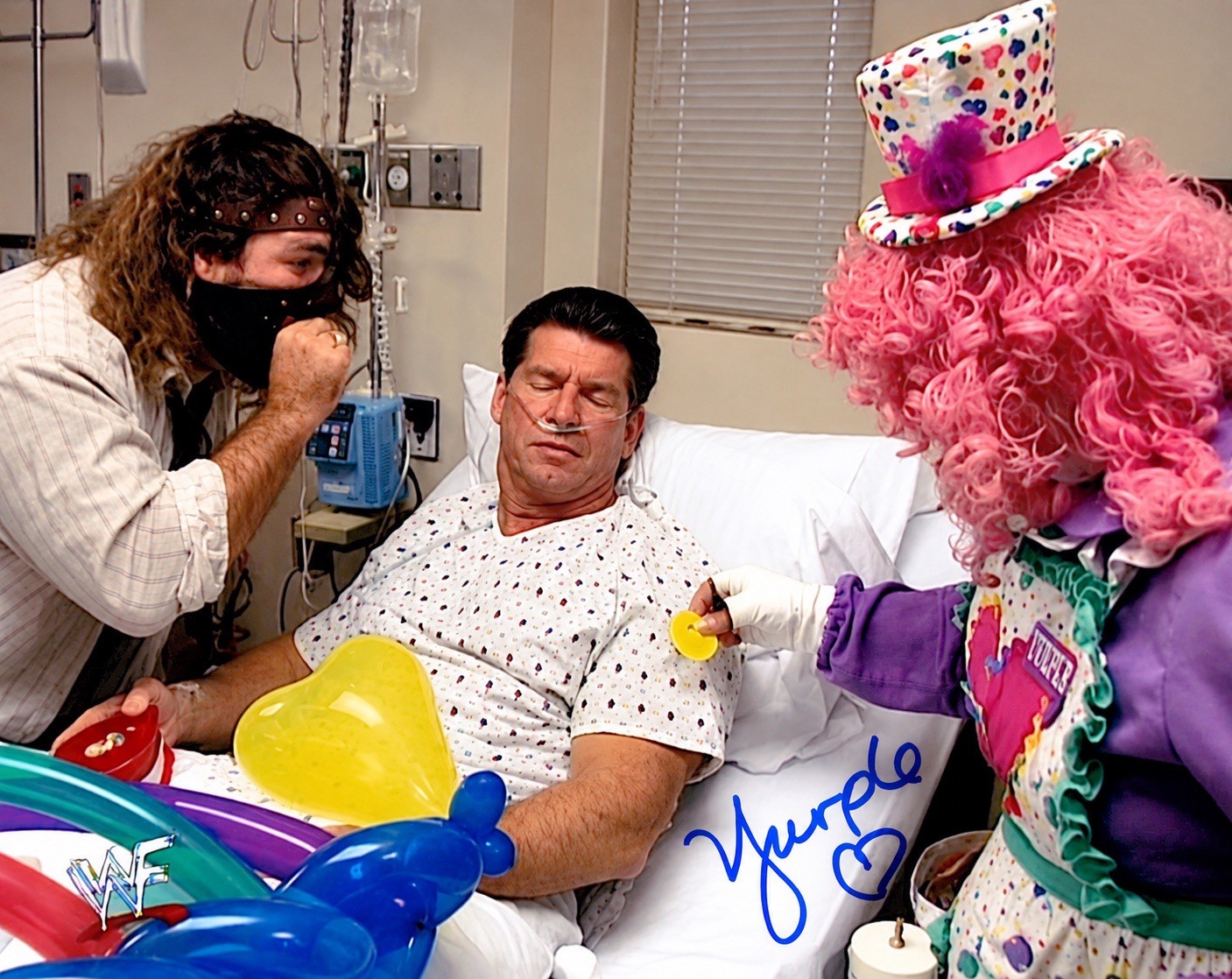 WWF Yurple The Clown Hand Signed Mankind “Bedpan McMahon” Wrestling 8X10 Photo WWF Yurple The Clown Hand Signed Mankind “Bedpan McMahon” Wrestling 8X10 Photo