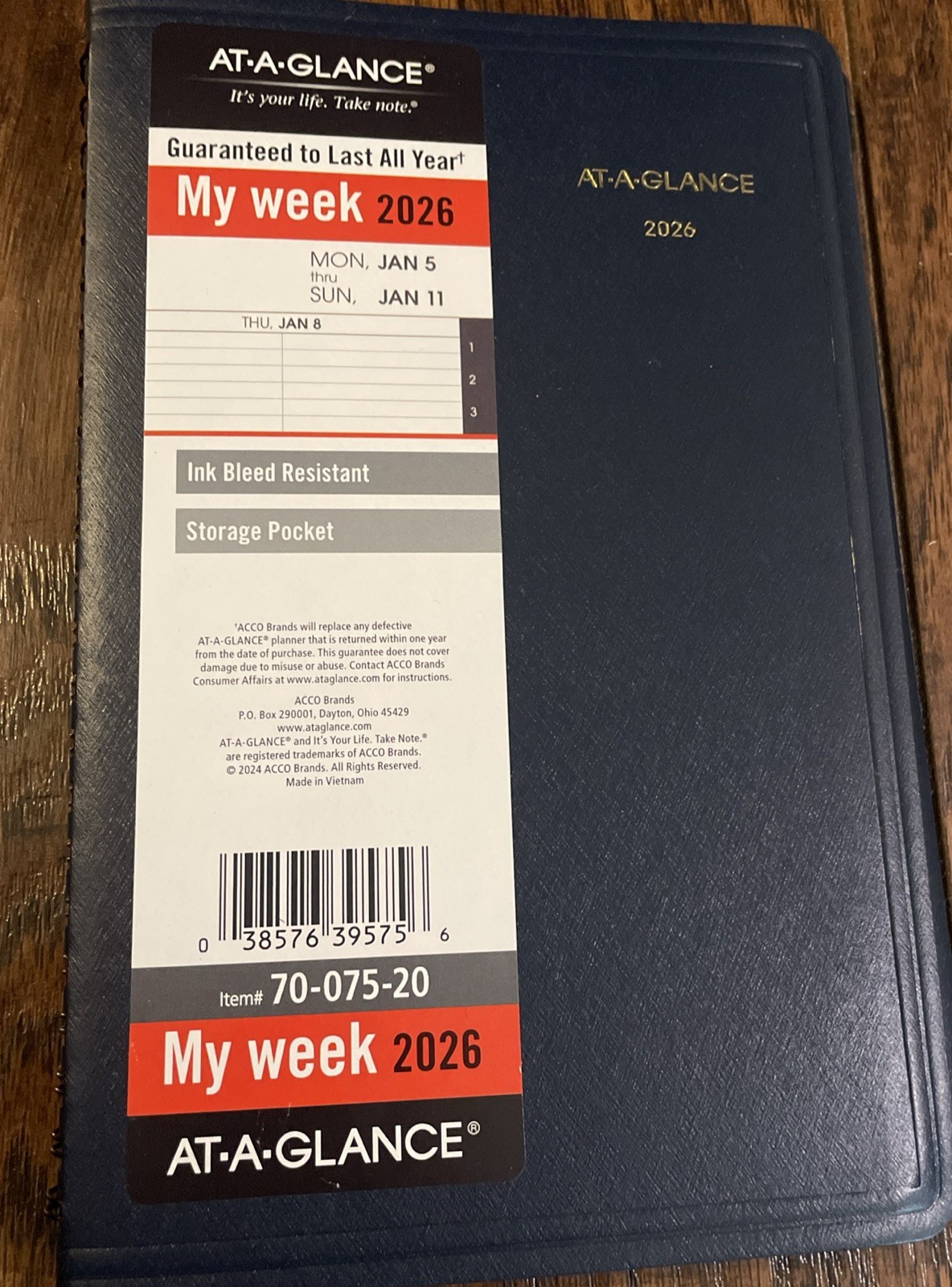 2026 AT-A-GLANCE 5 Weekly Appointment Book Navy (70-075-20-26) Made In USA 2026 AT-A-GLANCE 5 Weekly Appointment Book Navy (70-075-20-26) Made In USA