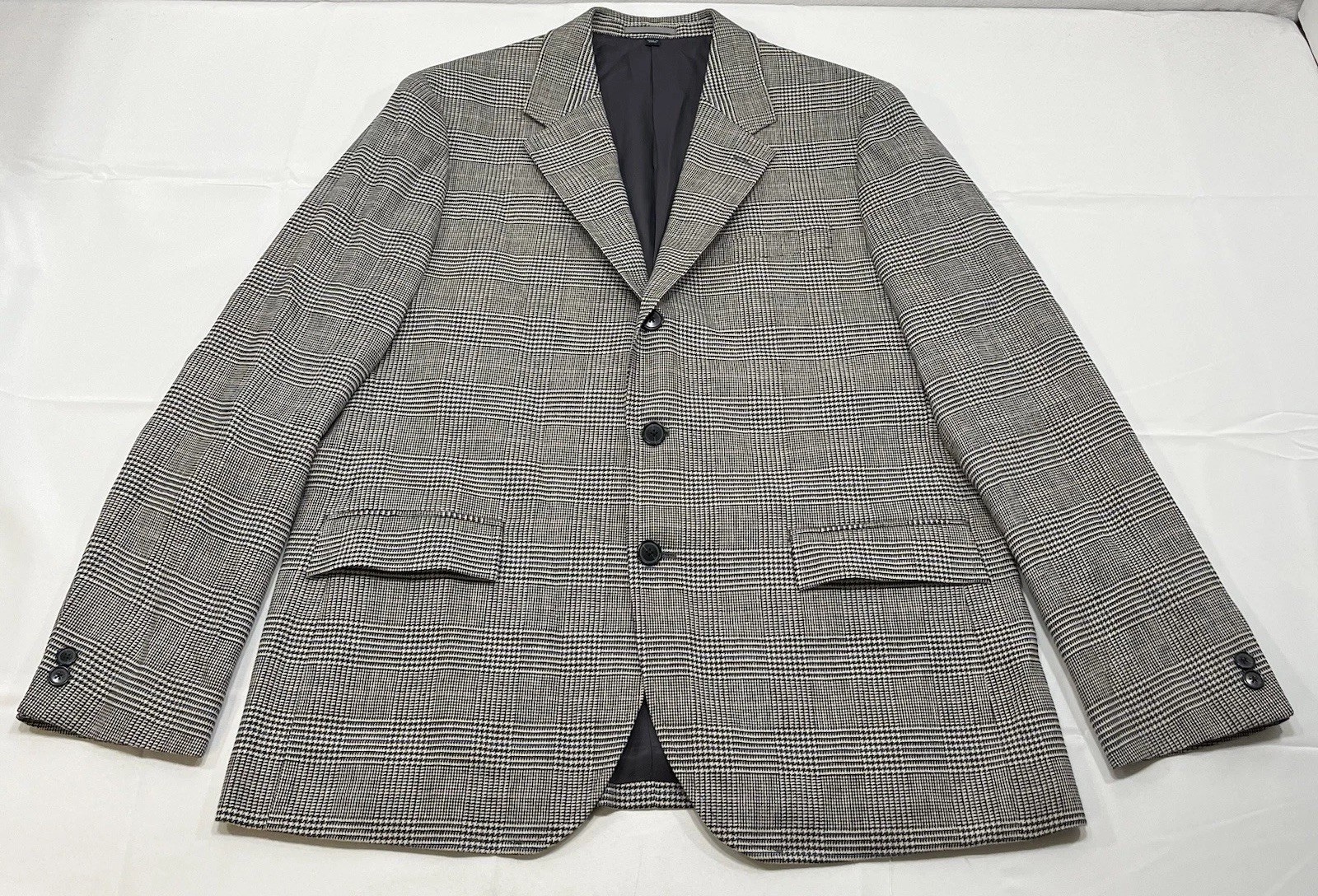 J Crew Blazer 44R Kenmare Cotton Linen Blend Houndstooth Glen Plaid Sport Coat