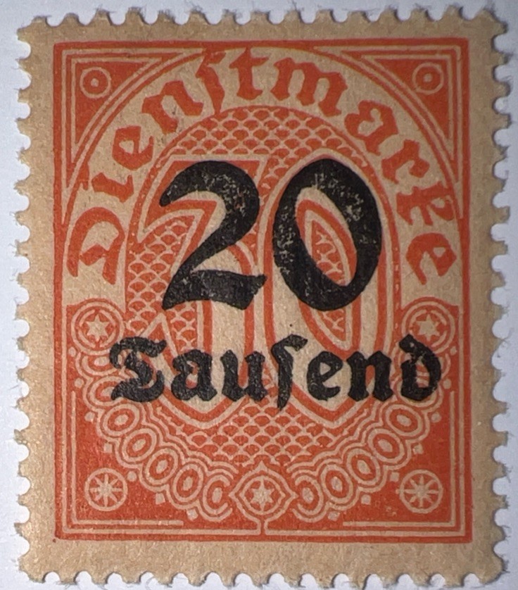Travelstamps: Germany Inflation Official Stamps Scott #O30 - 20,000 OP MNH OG Travelstamps: Germany Inflation Official Stamps Scott #O30 - 20,000 OP MNH OG