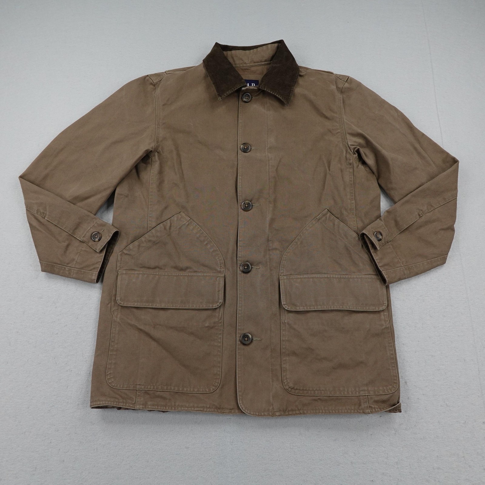 Vintage Gap Jacket Mens Small Brown Barn Chore Coat Corduroy Collar Quilt Lined