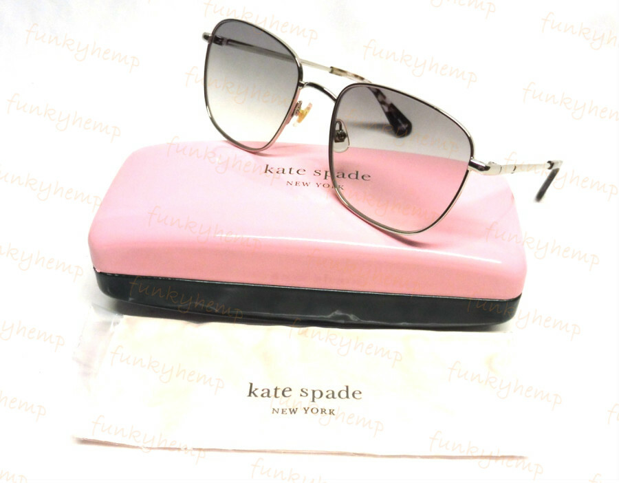 Authentic NWT Kate Spade Kiyah/S 0YL7/9O Silver Havana/Dark Gray Sunglasses