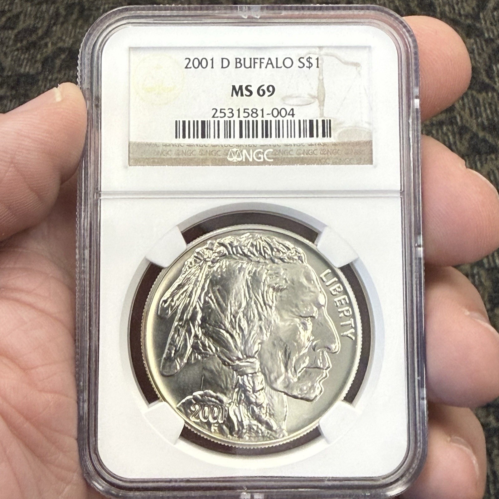2001-D American Buffalo Silver Dollar $1 NGC MS69 Commemorative