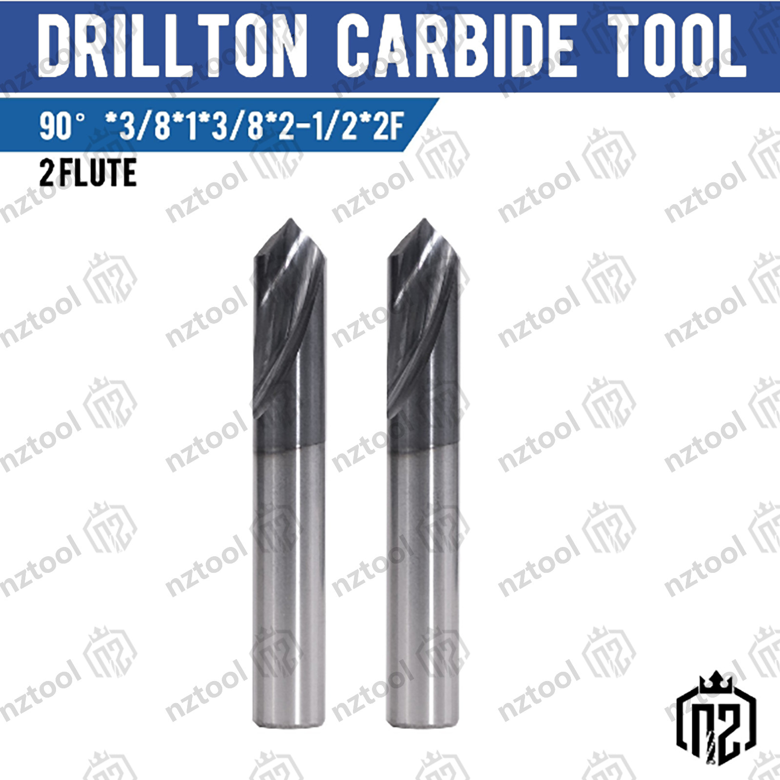 2PCS 2 Flute 3/8\
