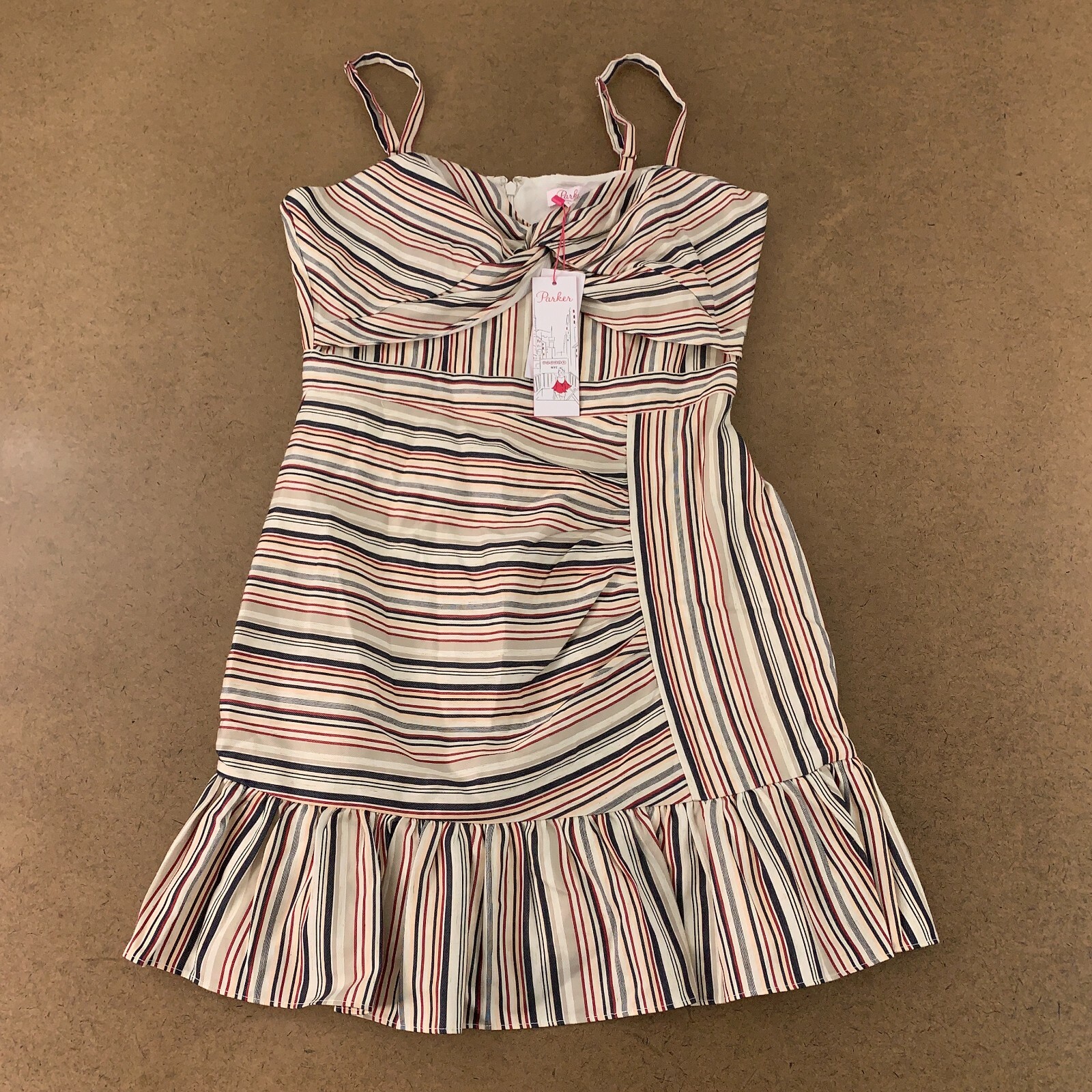 Parker NY Women\'s Size 6 Colorful Mini Hudson Risa Stripe Dress NWT