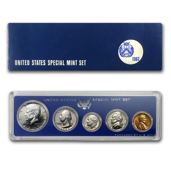 1967 UNITED STATES Special Mint Set SMS in Mint Box NICE COINS w/ Silver Kennedy