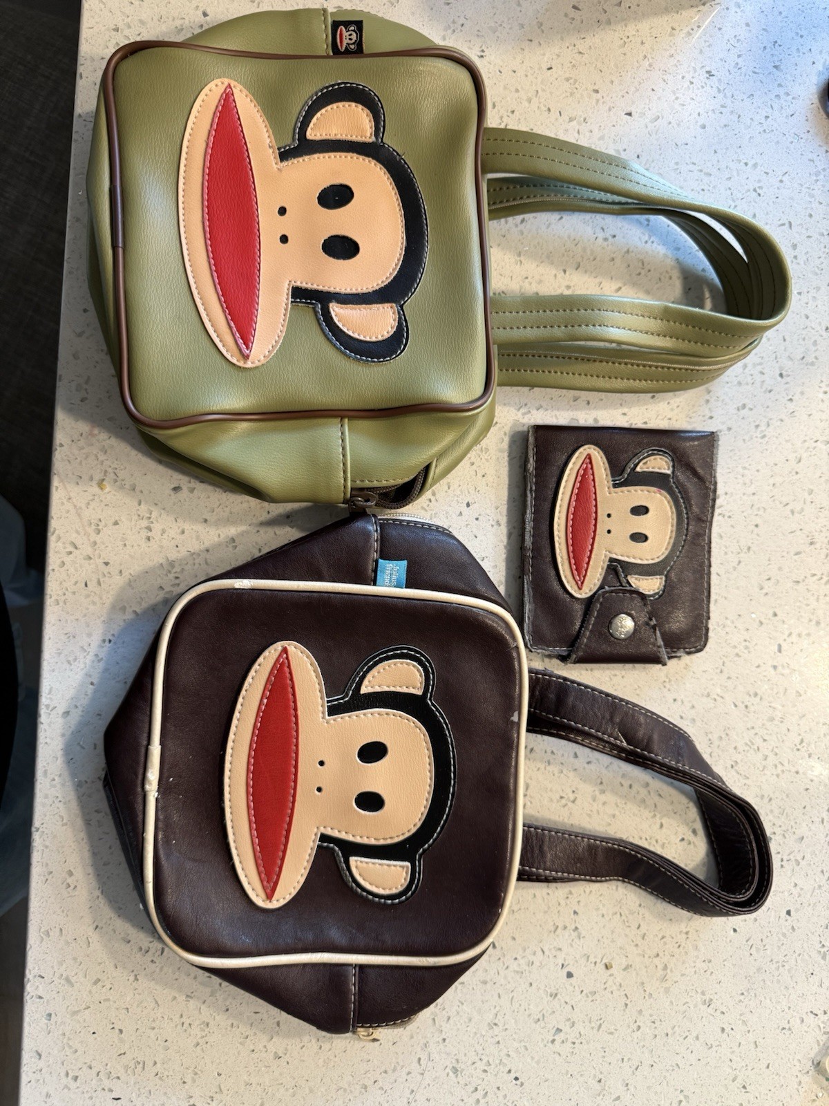 Paul Frank Julius & Friends Monkey Face Top Handle Bag + Wallet Brown/Green Paul Frank Julius & Friends Monkey Face Top Handle Bag + Wallet Brown/Green