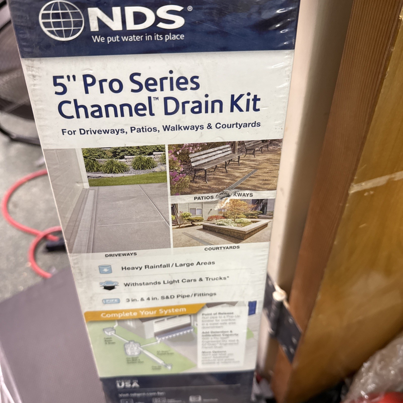 NDS Pro Series Drain Kit 5-1/2 in. X 39-3/8 in. Deep Profile Channel, Gray Pl... NDS Pro Series Drain Kit 5-1/2 in. X 39-3/8 in. Deep Profile Channel, Gray Pl...