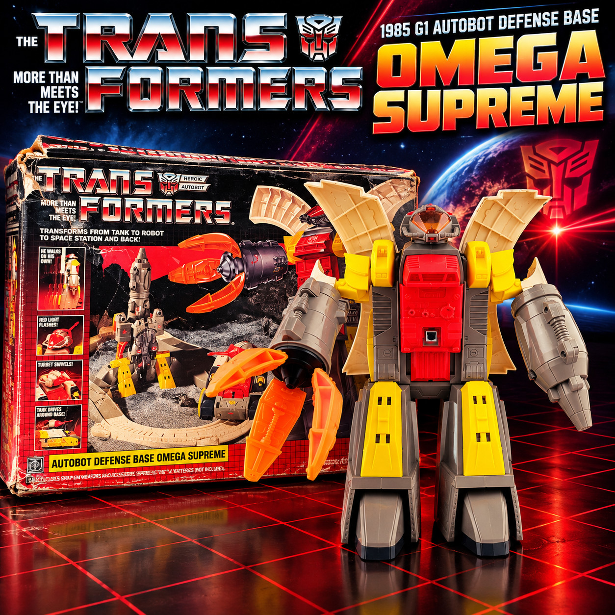G1 1985 OMEGA SUPREME BOXED • 100% COMPLETE • VINTAGE G1 TRANSFORMERS
