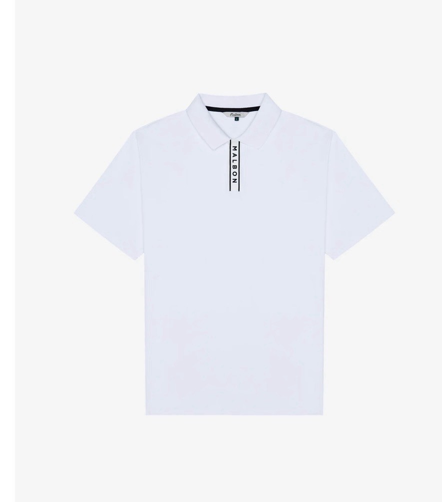 Malbon Block Placket Polo - White