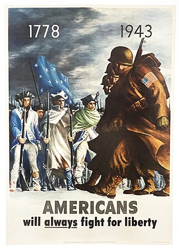 Original 1943 WWII US Patriotic Poster - 1778-1943, Americans will always fight Original 1943 WWII US Patriotic Poster - 1778-1943, Americans will always fight