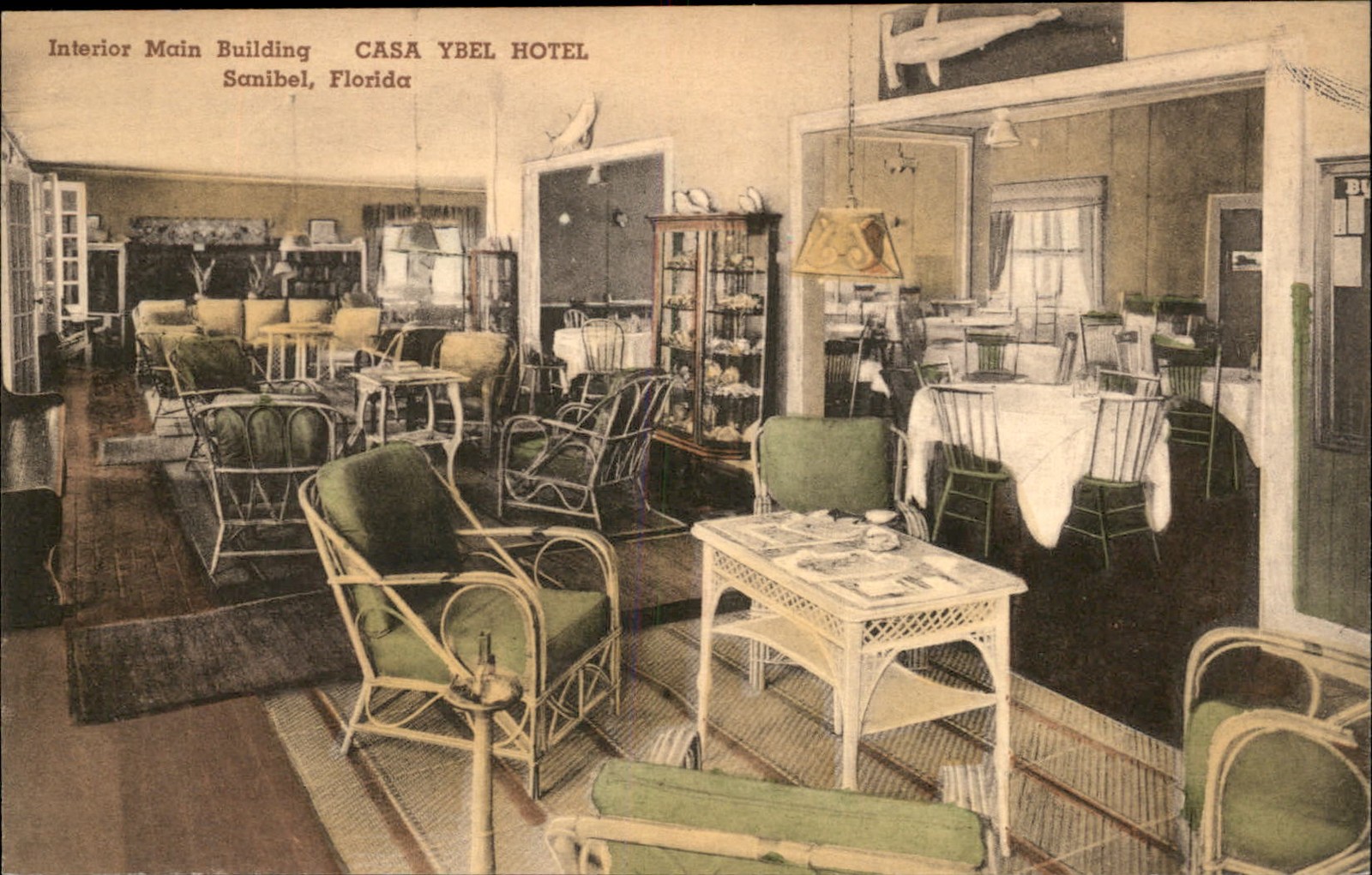 Sanibel FL Hotel Interior c1910s Vintage Postcard bhn