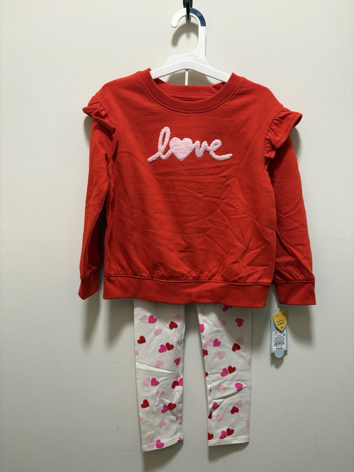 Cat & Jack Valentines Outfit NWT Girls 5t Red Top With Leggings