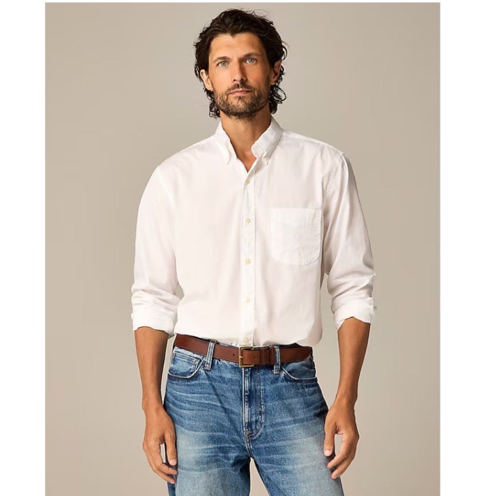 J. Crew Mens Washed Pinpoint Oxford Shirt - XXL - White - $98 - NEW w/Tags