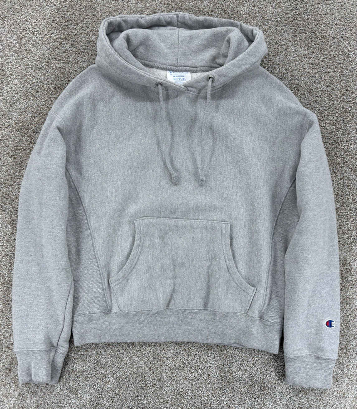 Champion Reverse Weave Sweatshirt Womens Medium Gray Crop Pullover Hoodie Y2K Champion Reverse Weave Sweatshirt Womens Medium Gray Crop Pullover Hoodie Y2K