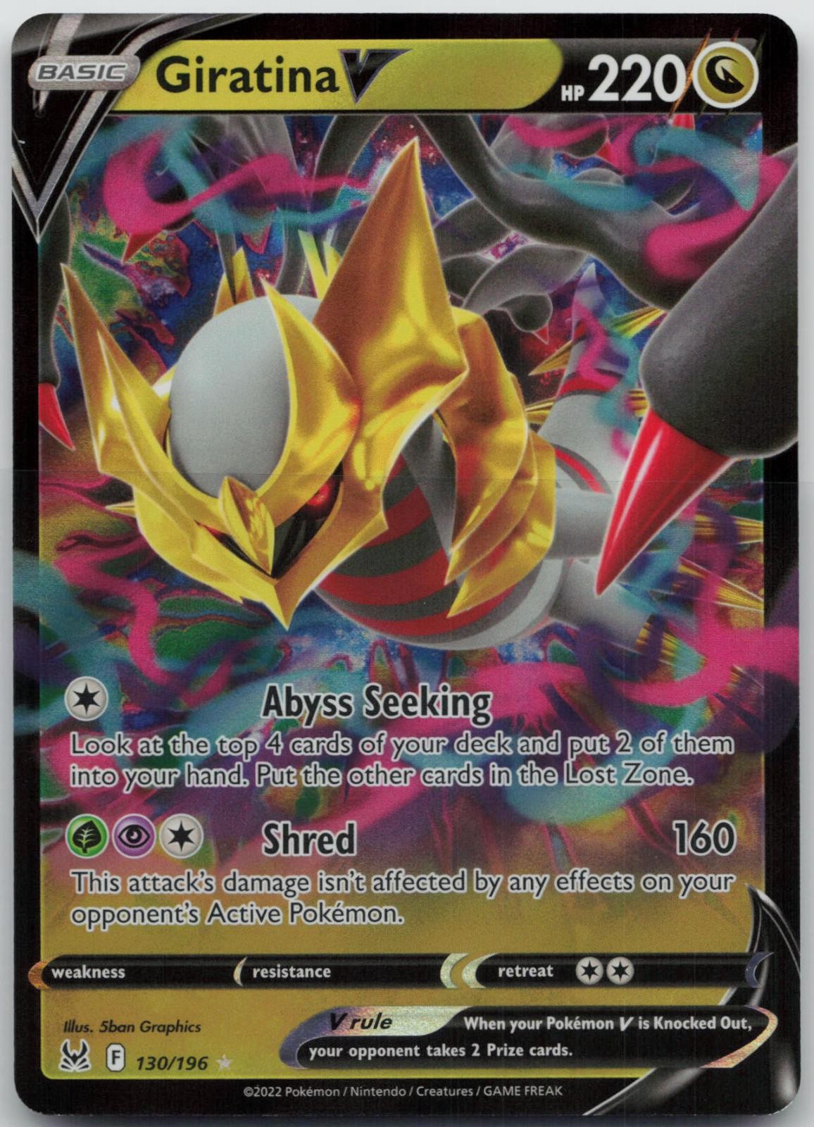 Giratina V 130/196 Holo Ultra Rare Lost Origin Pokemon Near Mint