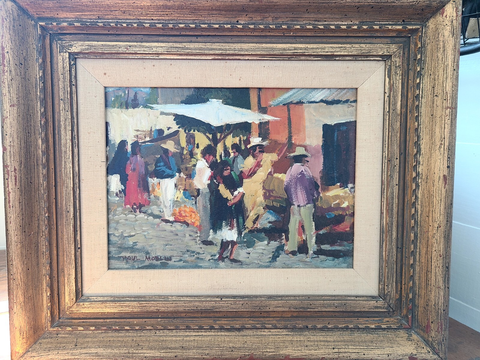 Original Painting Signed Paul Modlin Street Scene San Miguel Mexico 1968 