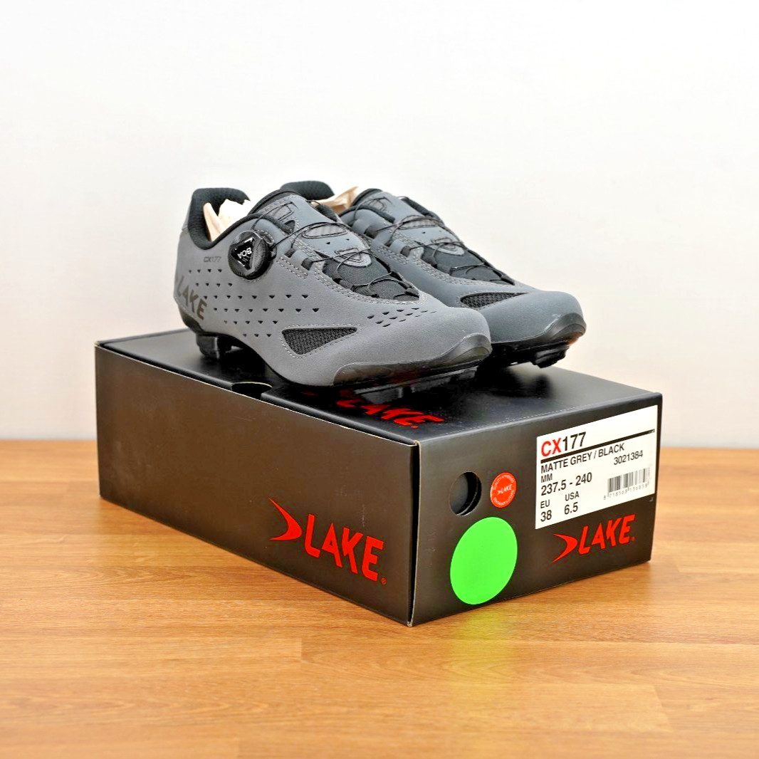 Lake Cycling Shoes CX177 Matte Grey/Black - EU 38 - NEW Lake Cycling Shoes CX177 Matte Grey/Black - EU 38 - NEW