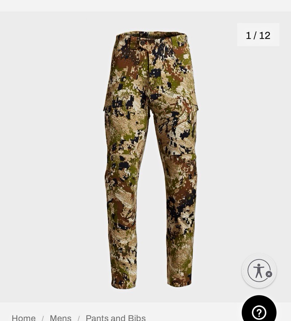 Sitka Intercept Pant Men’s 36 Regular Camouflage Water Resistant Polyester