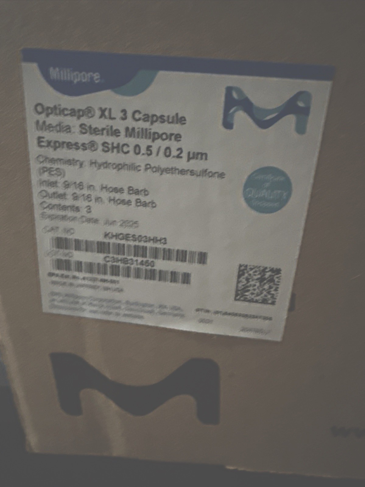 Millipore Opticap Sterile XL 3 Express Capsule KHGES03HH3 - Expired