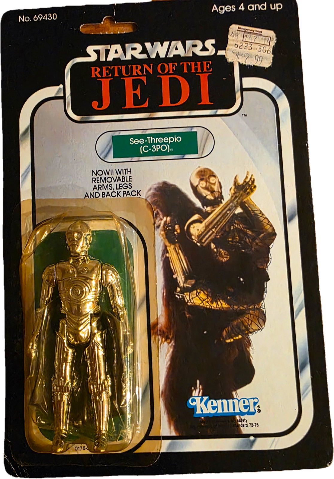 Vintage 1983 Kenner Star Wars ROTJ C-3PO Removable Limbs (77-Back-A Variant)