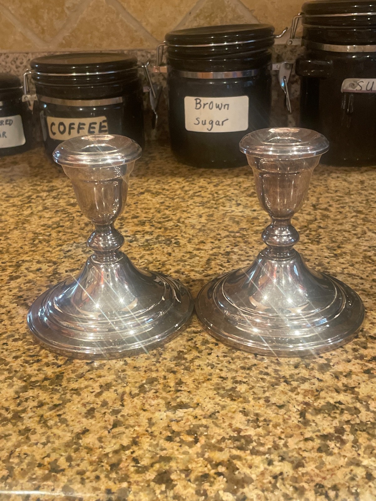 Pair of  Genuine Gorham E.P. Silver Weighted Candlestick Holders 4.5\