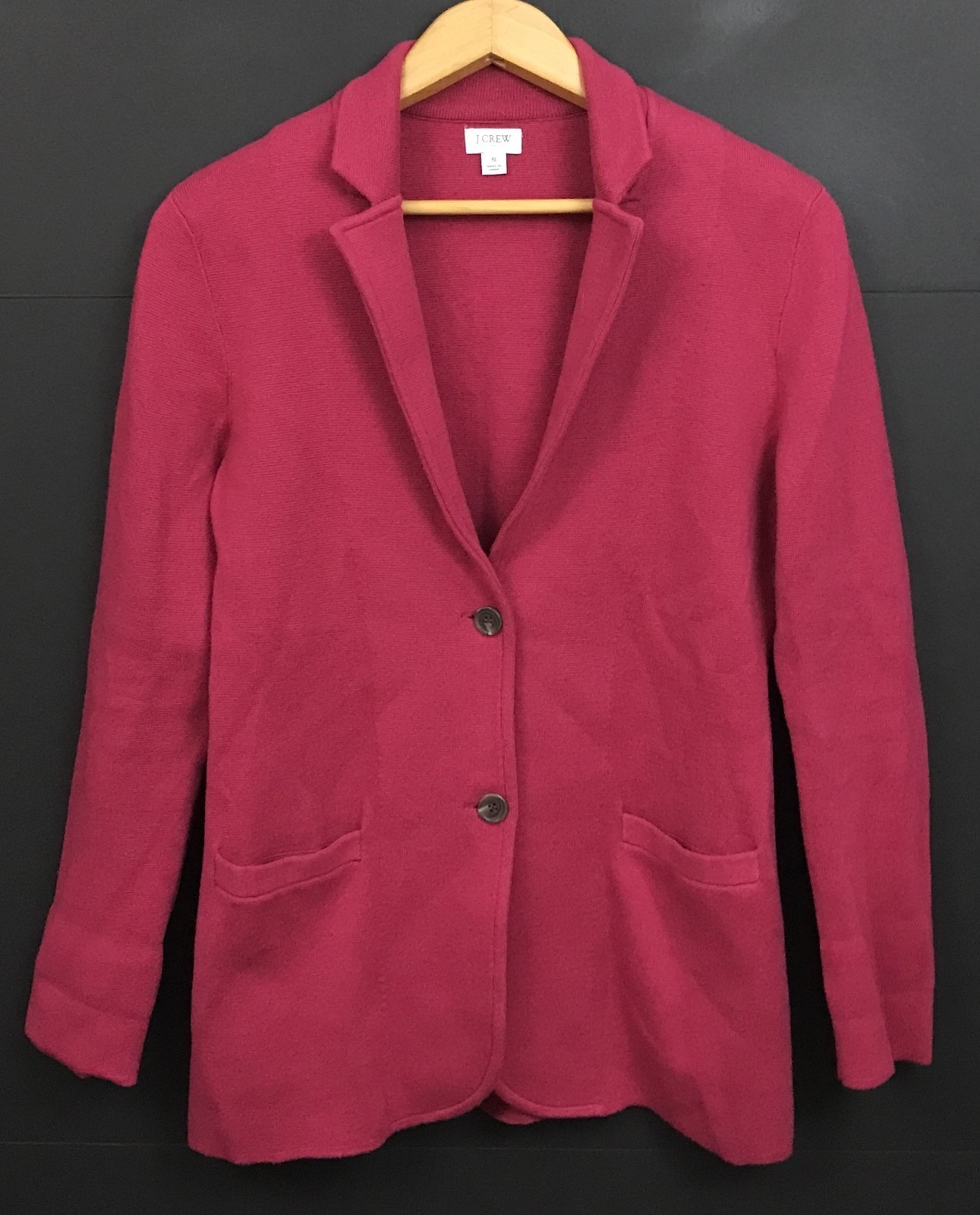 J. CREW Women\'s Sweater Blazer Berry Red 100% Cotton Knit Size S