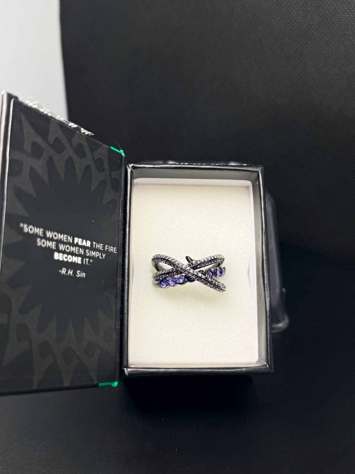 Bomb Party REIGN“Tangled Webs” Dark Violet CZ Hematite Plated Ring RBP7618 SZ 10
