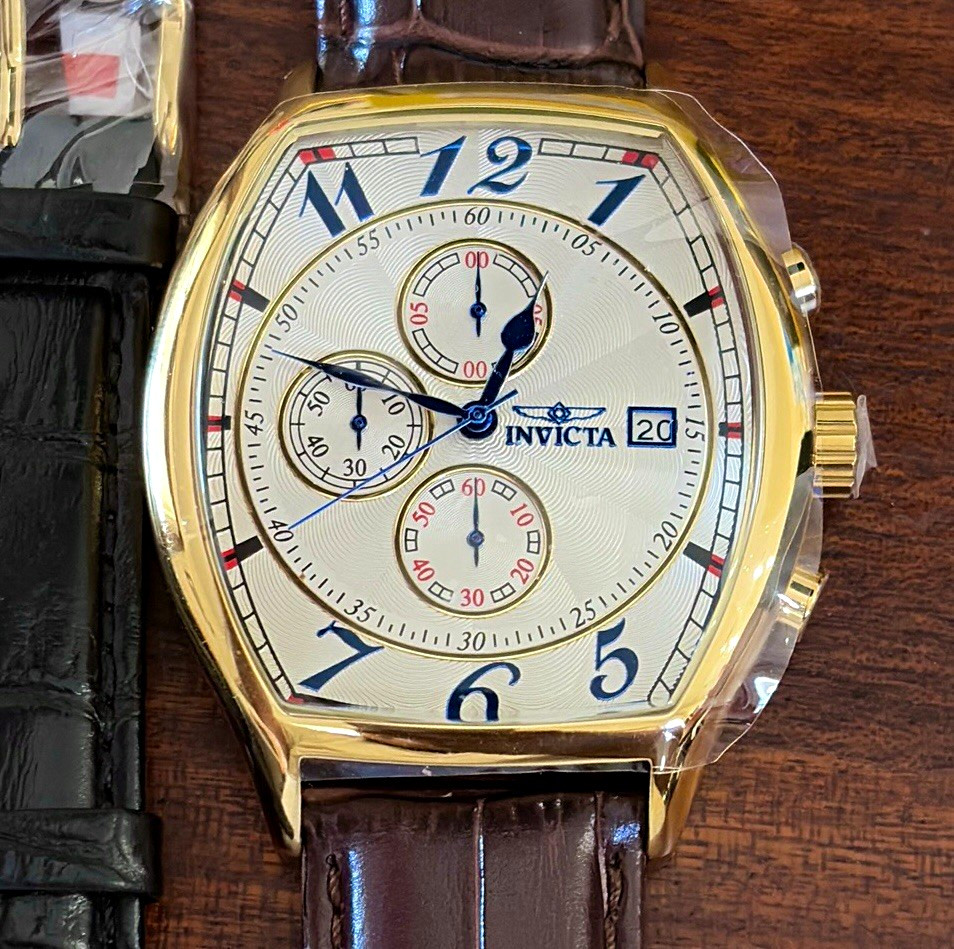 Invicta Specialty Men’s 44mm Tonneau Quartz Chronograph Date Brown Leather 49839