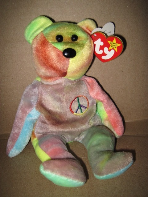 TY Beanie Baby PEACE BEAR 1996 with multiple errors, Great Colors