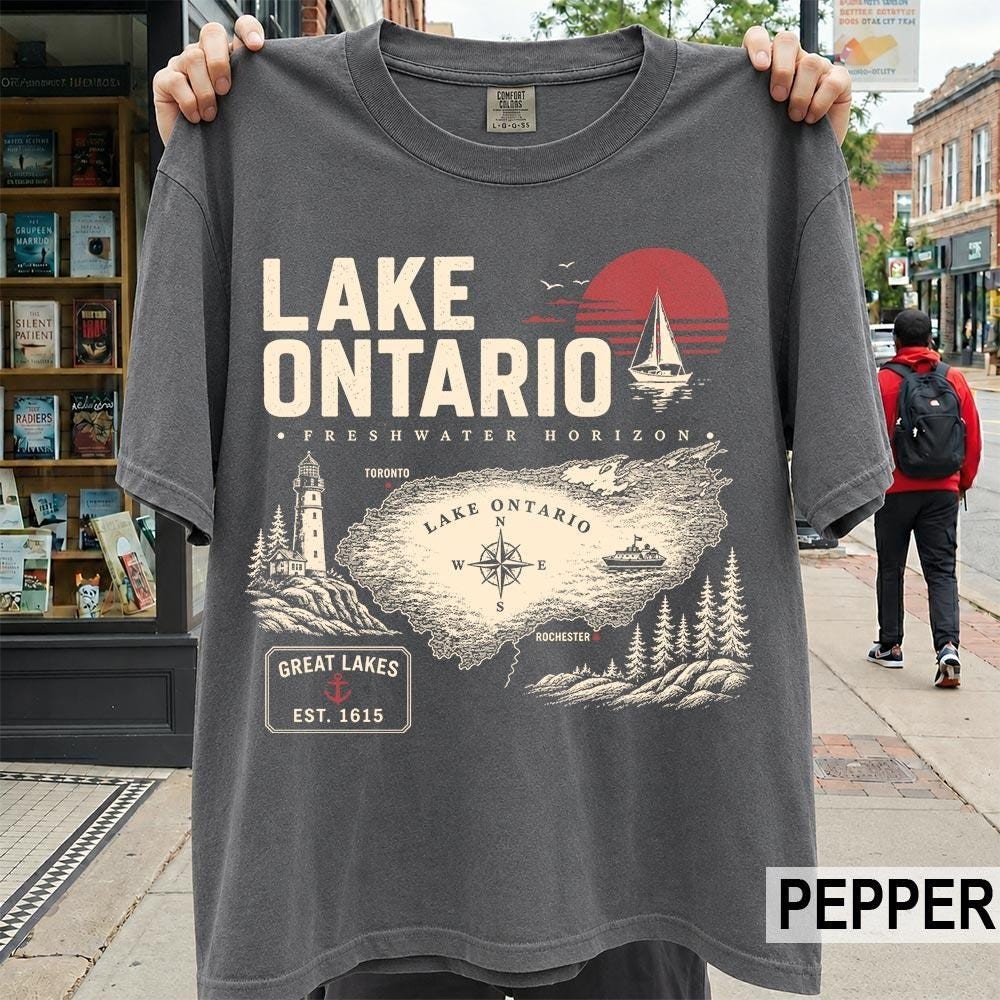 Lake Ontario Shirt Great Lakes Resist Vintage Canada Lake Graphic Travel Tee