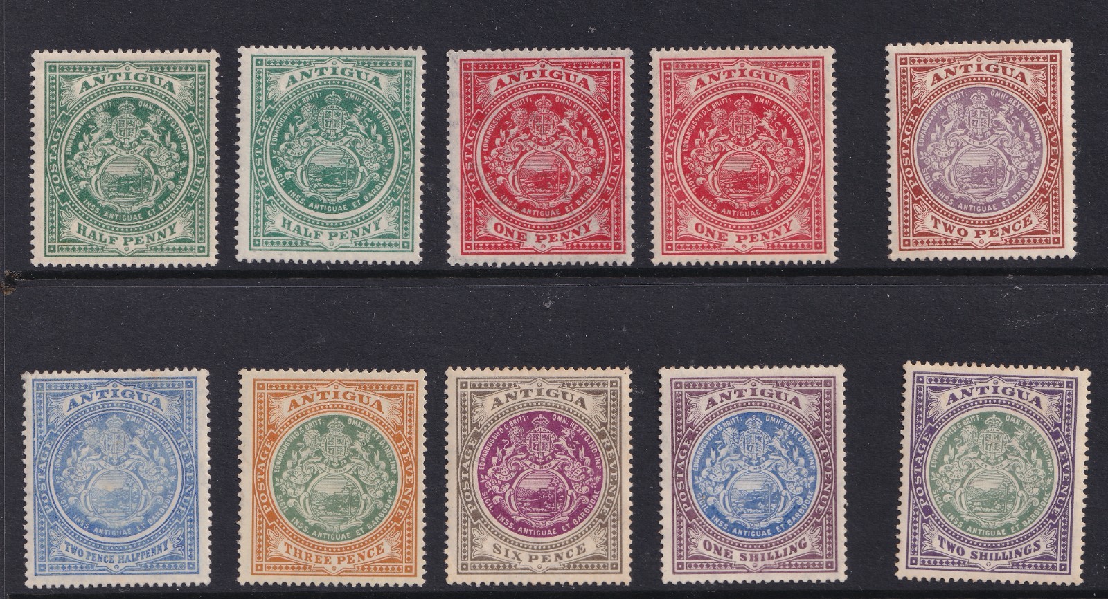 Antigua Stamps 1908 Set of 10 Mint Hinged SG41/50  CV £228.5