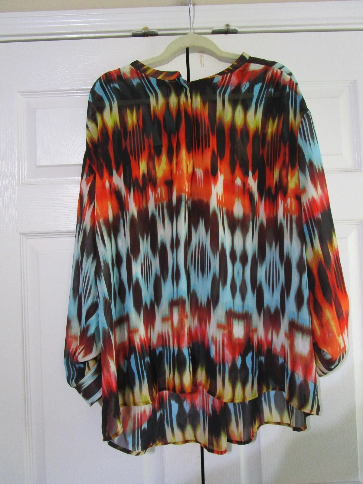 Ana Women\'s Button Up Tunic Size 3X VIbrant Long Sleeve Easy Care