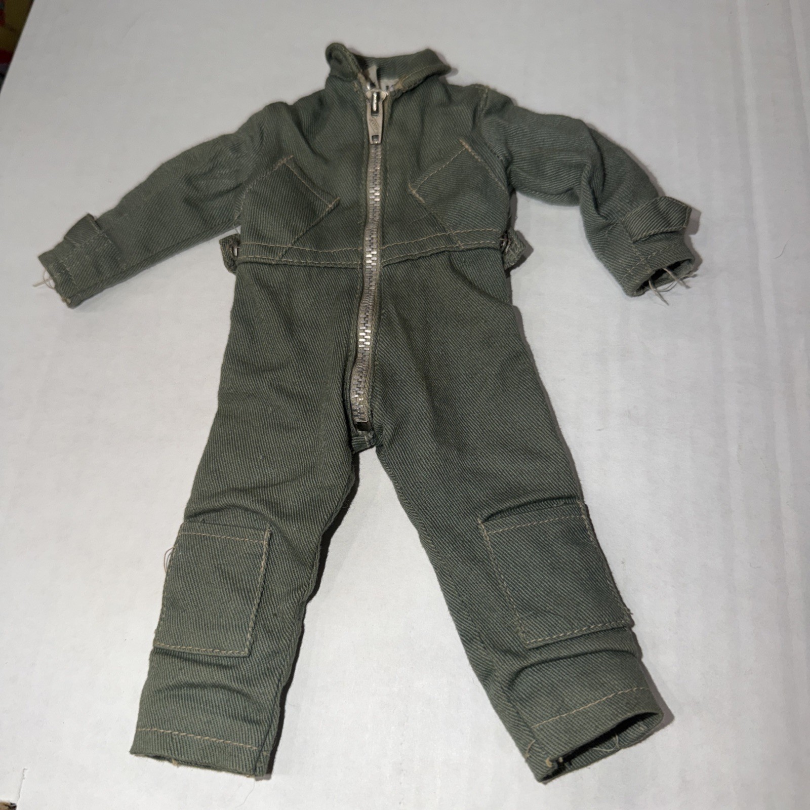 Vintage 1964 Hasbro GI JOE Action Green Gray Pilot Scramble Flight Suit Jumpsuit