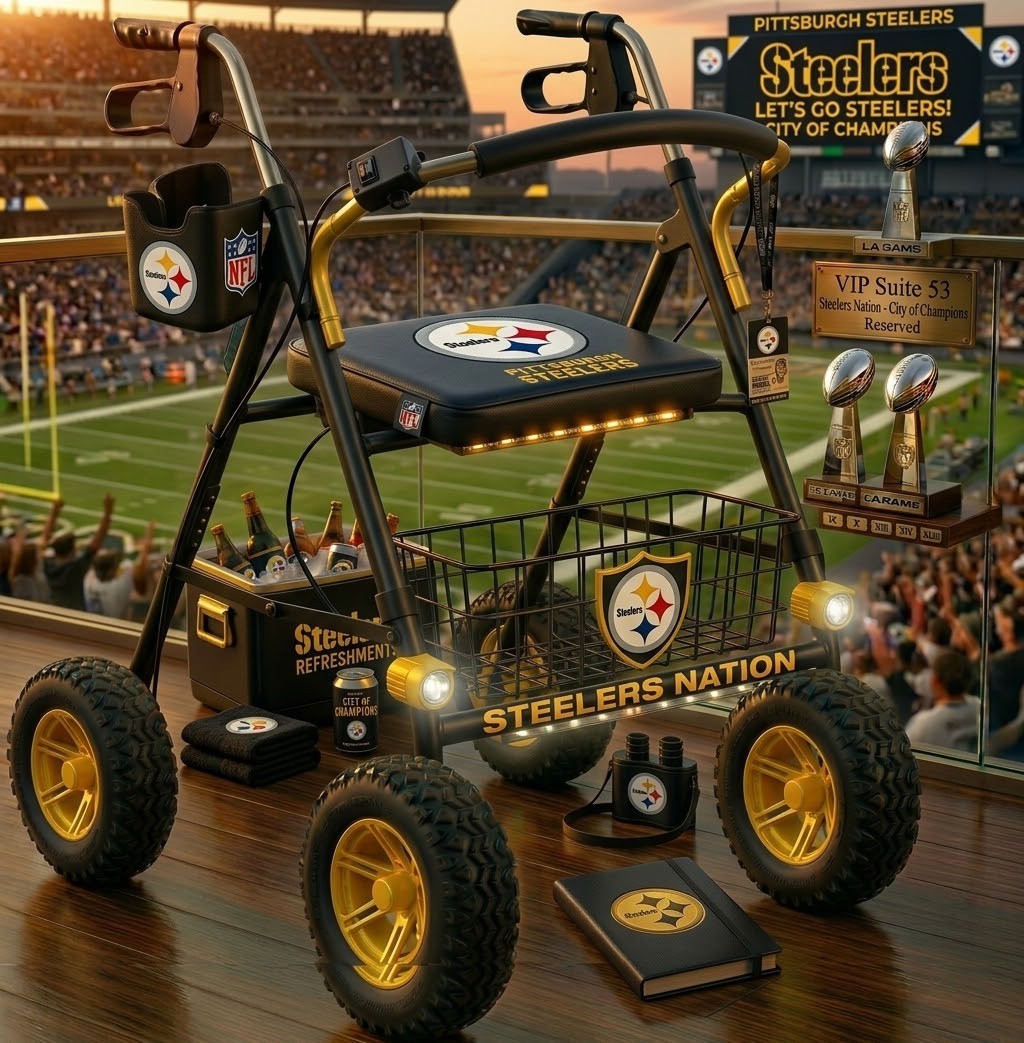 Pittsburgh Steelers Custom Heavy-Duty All-Terrain Rollator Walker Up to 300lbs.
