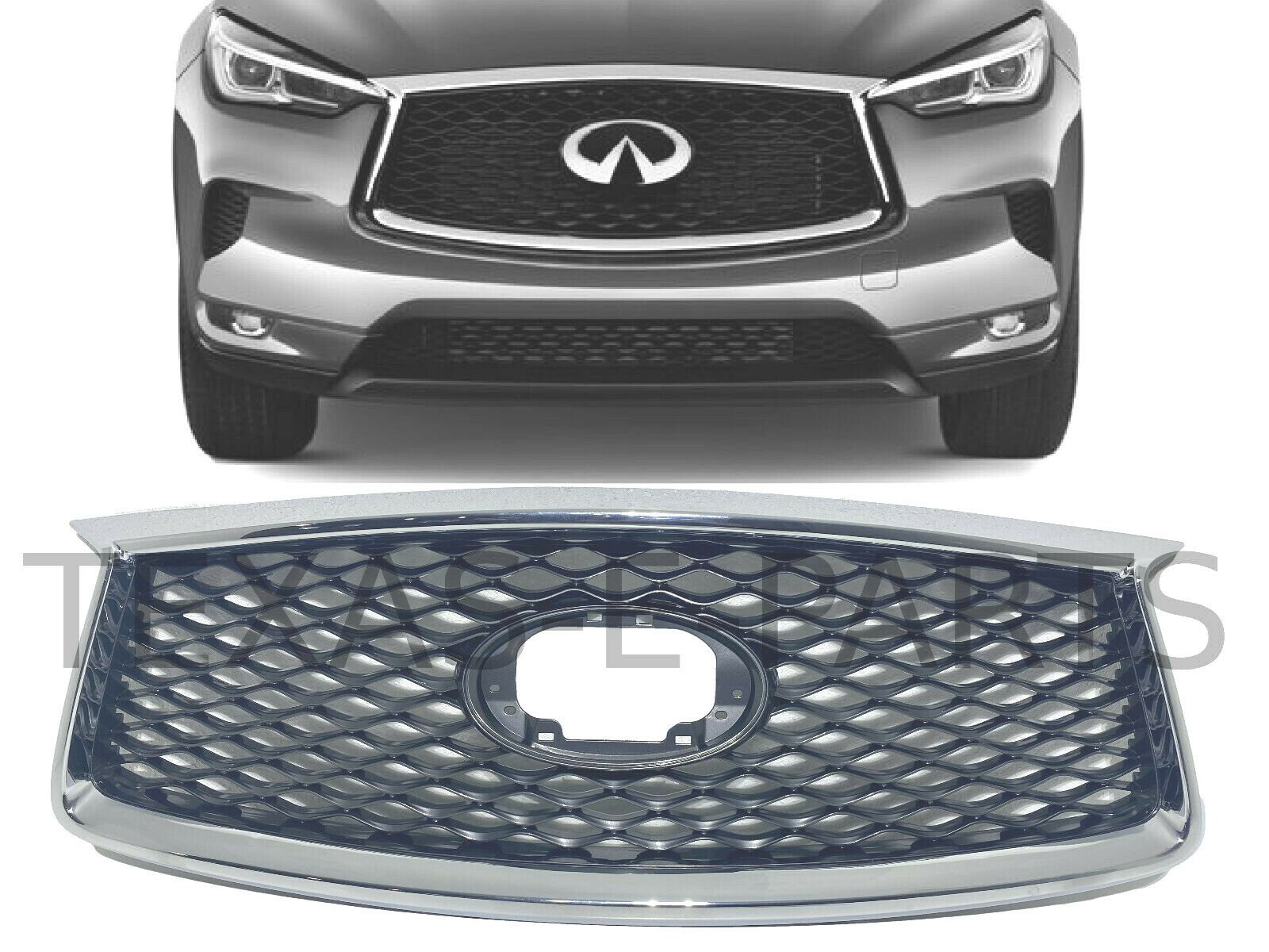 New Fits 2019-2025 Infiniti QX50 Front Bumper Upper Grille Assembly New Fits 2019-2025 Infiniti QX50 Front Bumper Upper Grille Assembly
