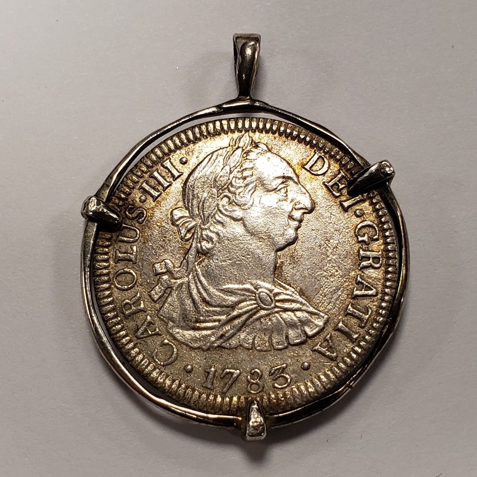 1783 Mo FF Mexico 2 Reales .1965 ASW - XF - Shipwreck Effect - Bezel - Q5762