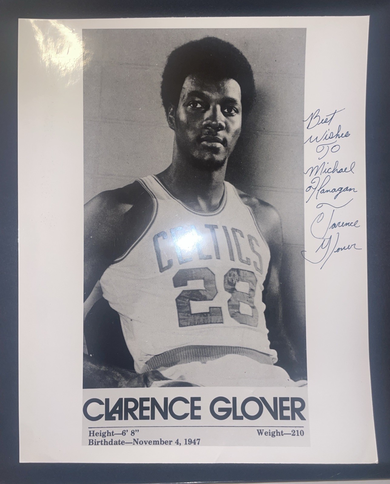 Vintage Clarence Glover Celtics Signed 8x10 Photograph Vintage Clarence Glover Celtics Signed 8x10 Photograph